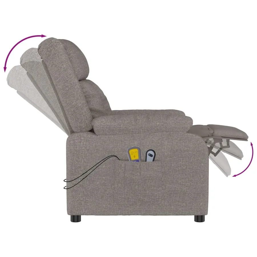 Fauteuil électrique de massage Taupe Tissu - 7