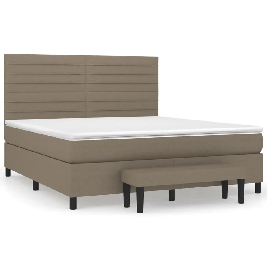 Sommier à lattes de lit avec matelas Taupe 160x200 cm Tissu - 2