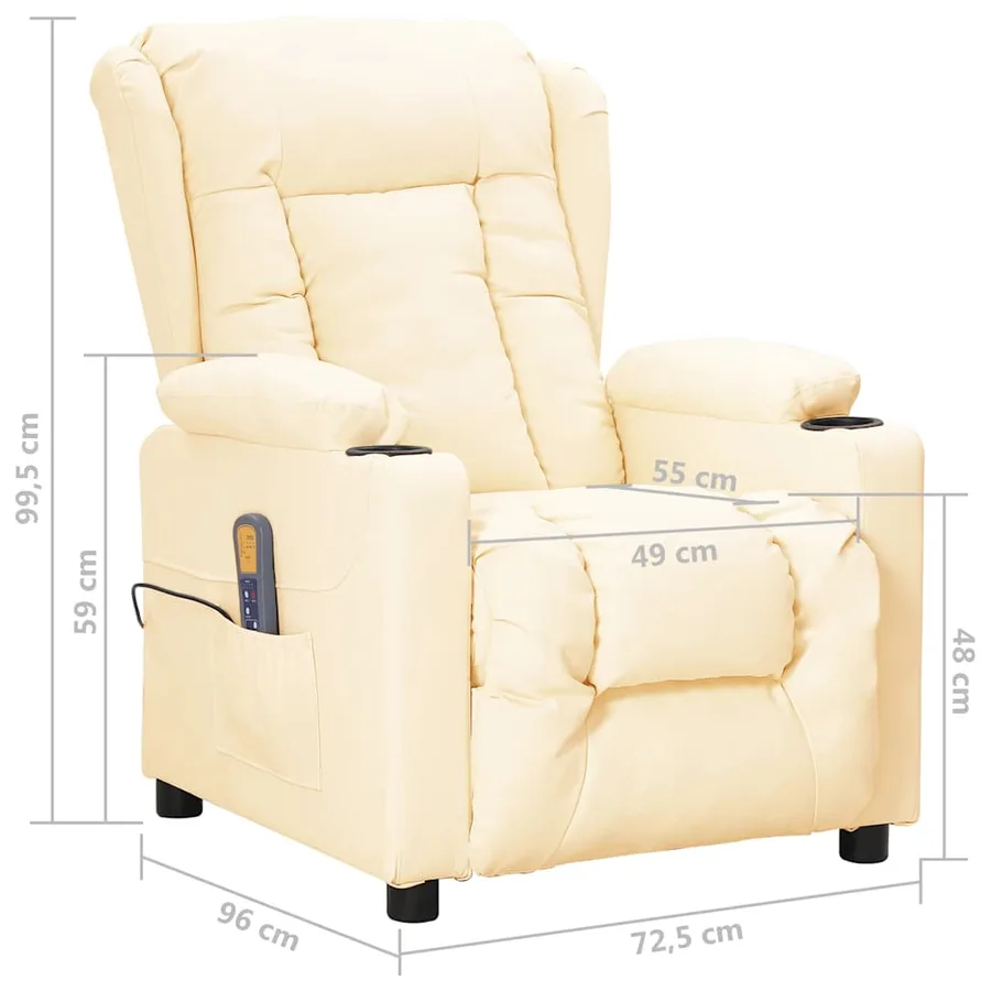 Fauteuil de massage Crème Similicuir - 9