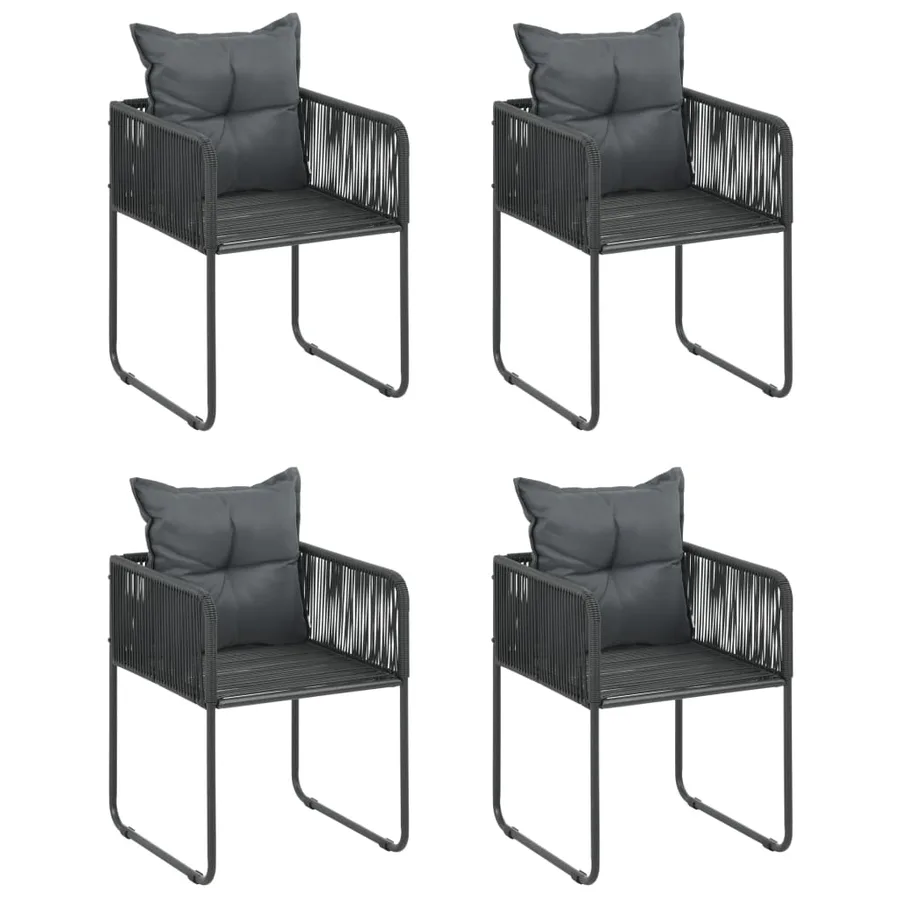 Ensemble à manger de jardin 5 pcs PVC résine tressée noir - 4
