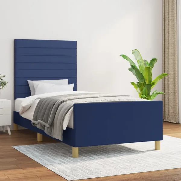 Cadre de lit sans matelas bleu 80x200 cm tissu