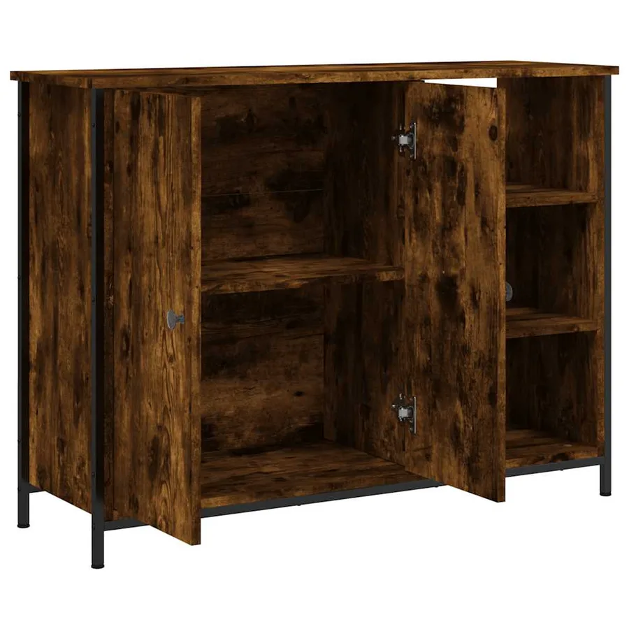 Buffet chêne fumé 100x33x75 cm bois d'ingénierie - 5