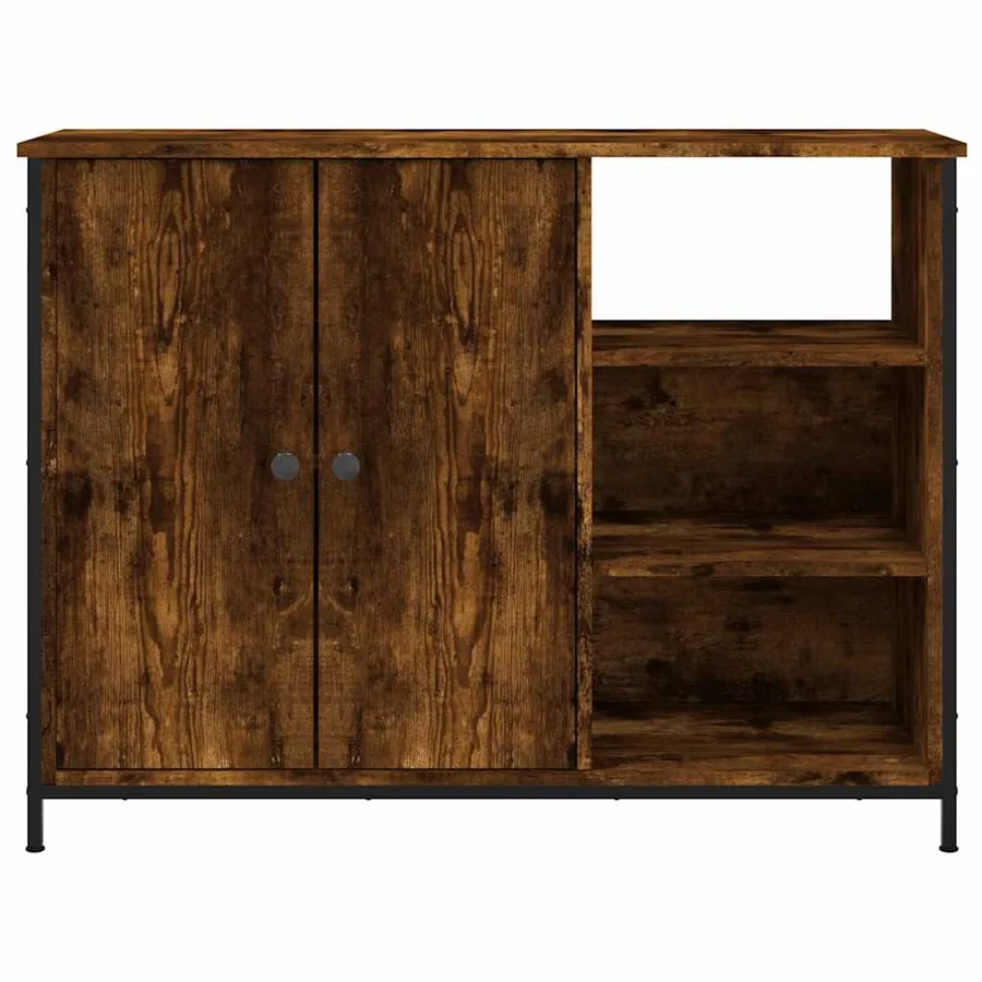 Buffet chêne fumé 100x33x75 cm bois d'ingénierie - 6