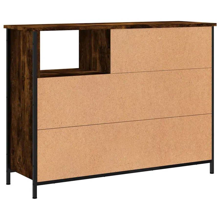 Buffet chêne fumé 100x33x75 cm bois d'ingénierie - 8