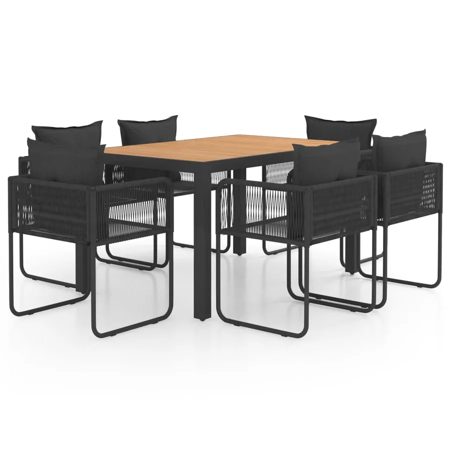 Ensemble à Manger de jardin 7pcs PVC résine tressée noir marron - 2