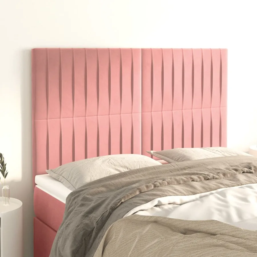 Tête de lit Rose 144x5x118/128 cm Velours