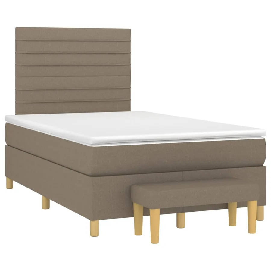 Sommier à lattes de lit avec matelas Taupe 120x200 cm Tissu - 3