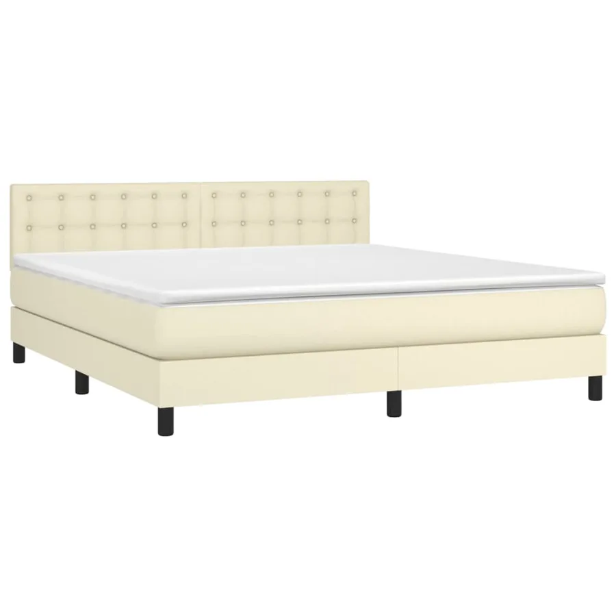 Sommier à lattes de lit avec matelas et LED Crème 180x200 cm - 3
