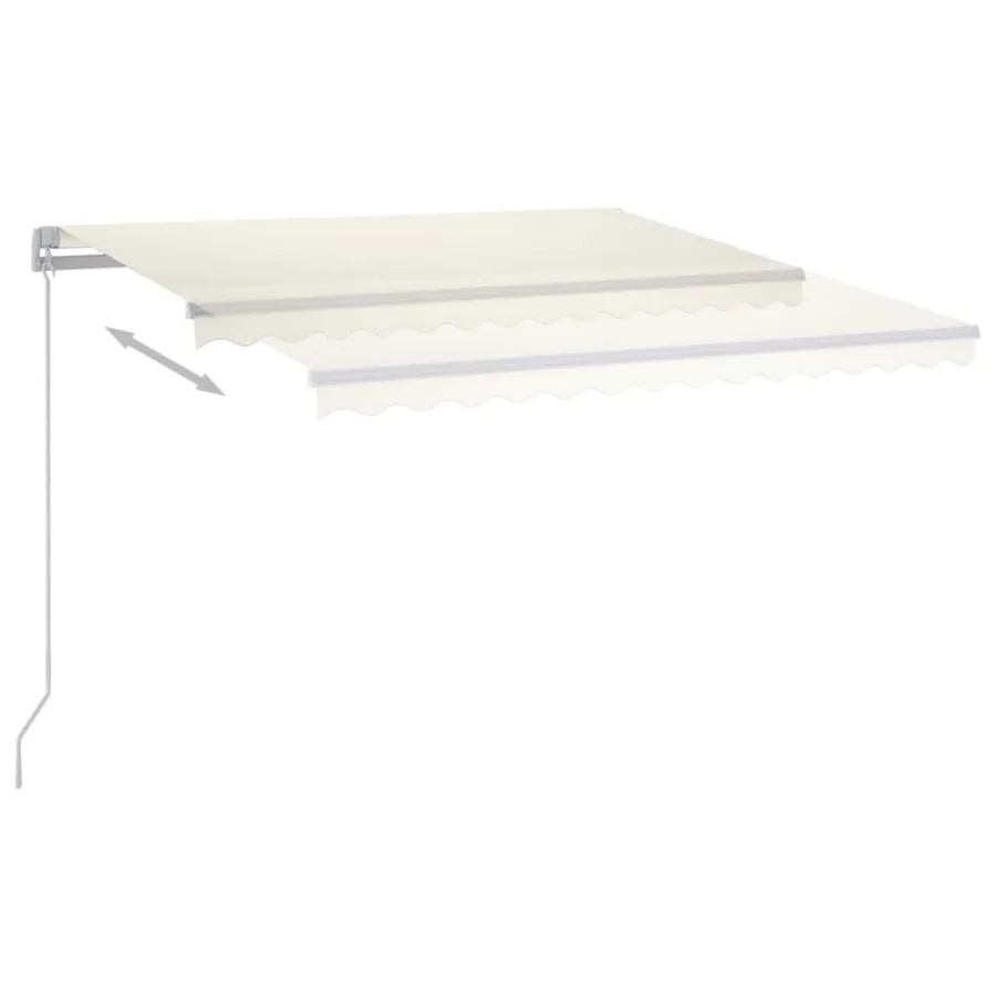 Auvent manuel rétractable avec LED 350x250 cm Crème - 6