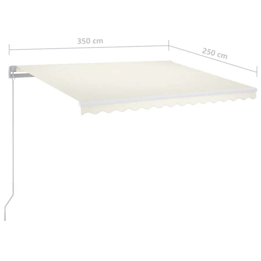 Auvent manuel rétractable avec LED 350x250 cm Crème - 7
