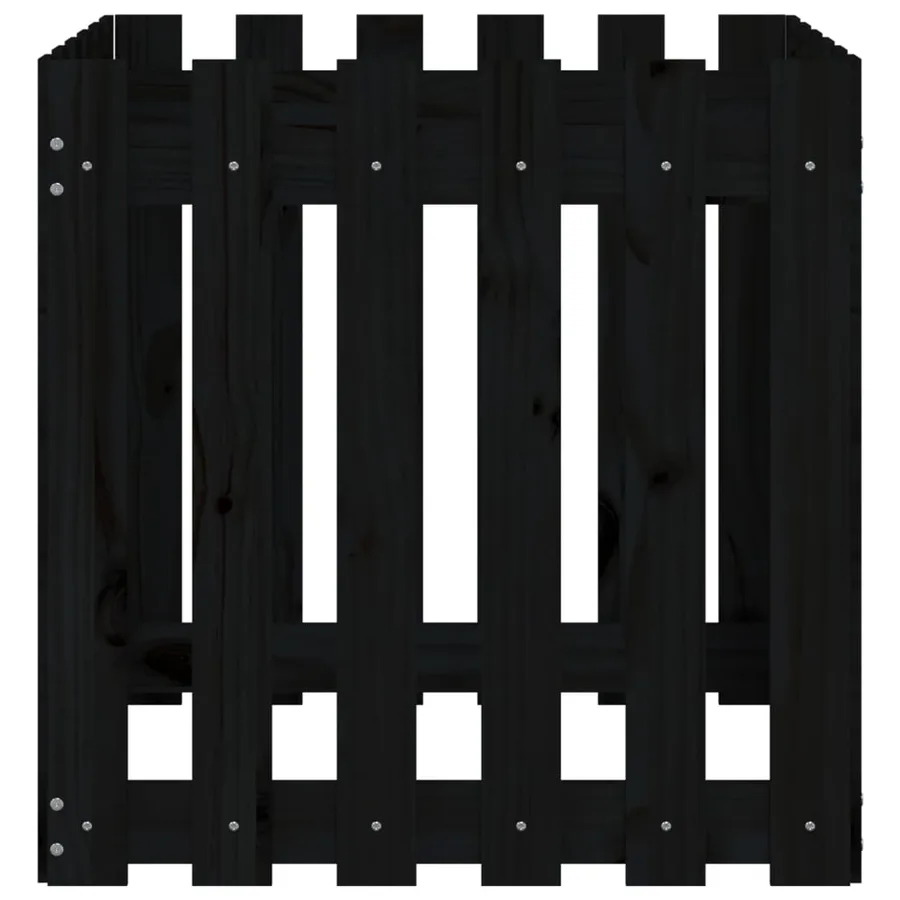 Jardinière avec design de clôture noir 60x60x60 cm pin massif - 5