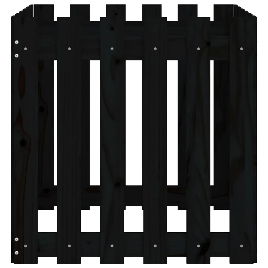 Jardinière avec design de clôture noir 60x60x60 cm pin massif - 6