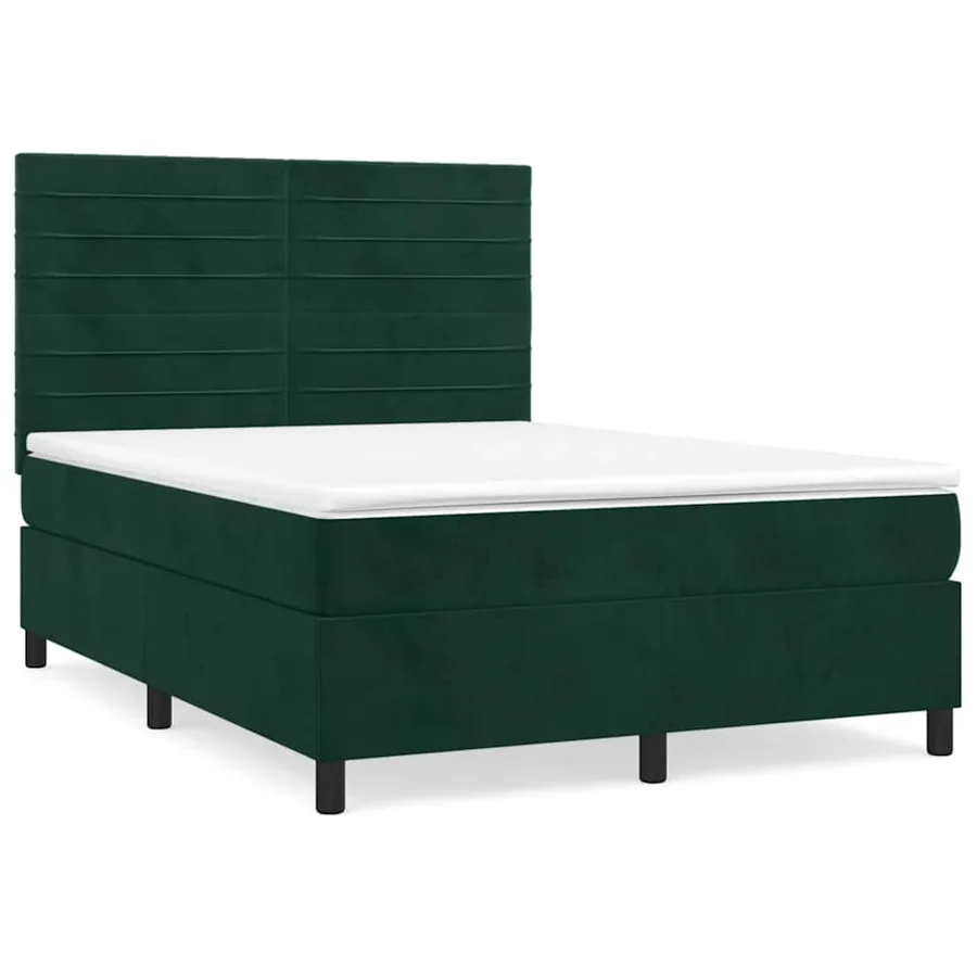 Sommier à lattes de lit et matelas Vert foncé 140x190cm Velours - 2