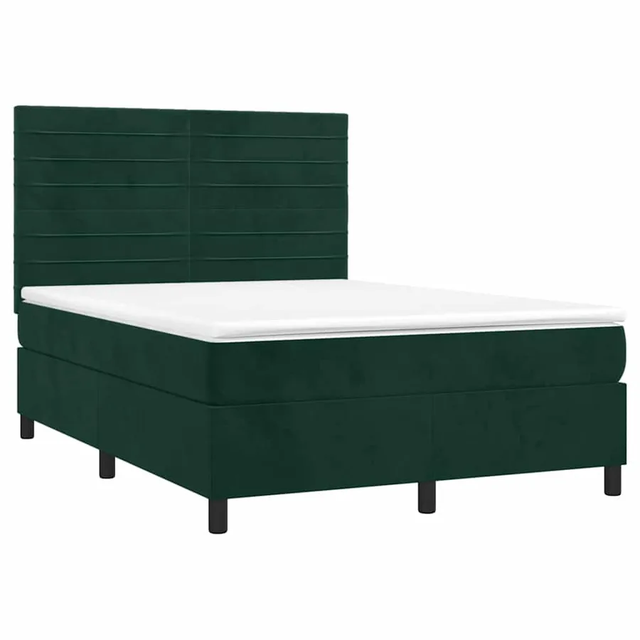 Sommier à lattes de lit et matelas Vert foncé 140x190cm Velours - 3