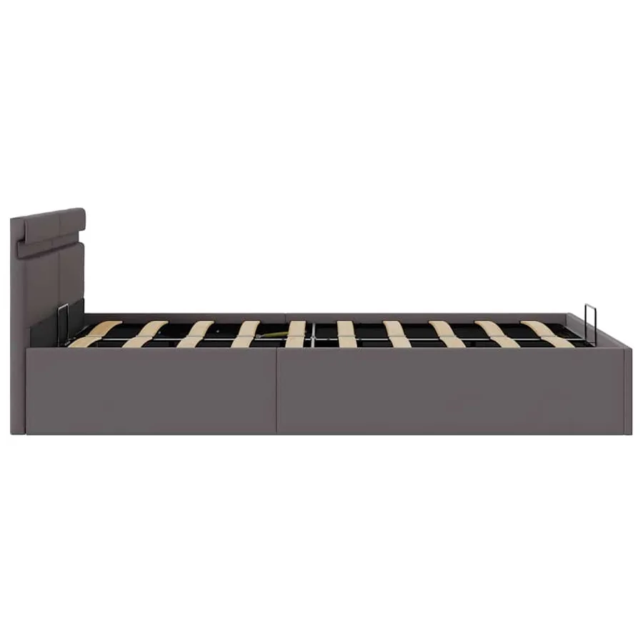 Cadre de lit à rangement hydraulique sans matelas avec LED gris - 7