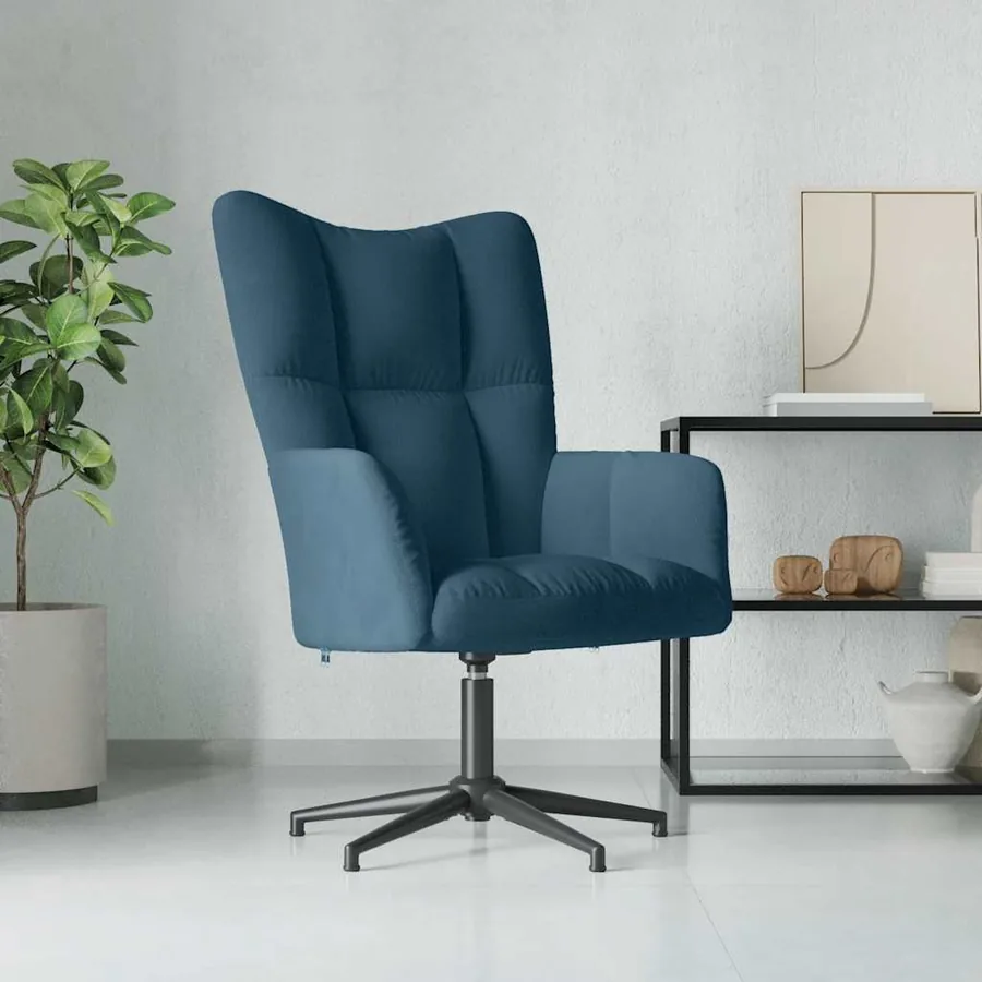 Chaise de relaxation Bleu Velours