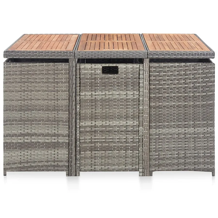 Salon de jardin 11 pcs Résine tressée bois d'acacia Anthracite - 2