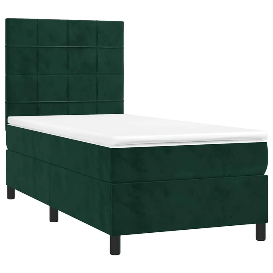 Sommier à lattes de lit et matelas et LED Vert foncé 90x200 cm - 3