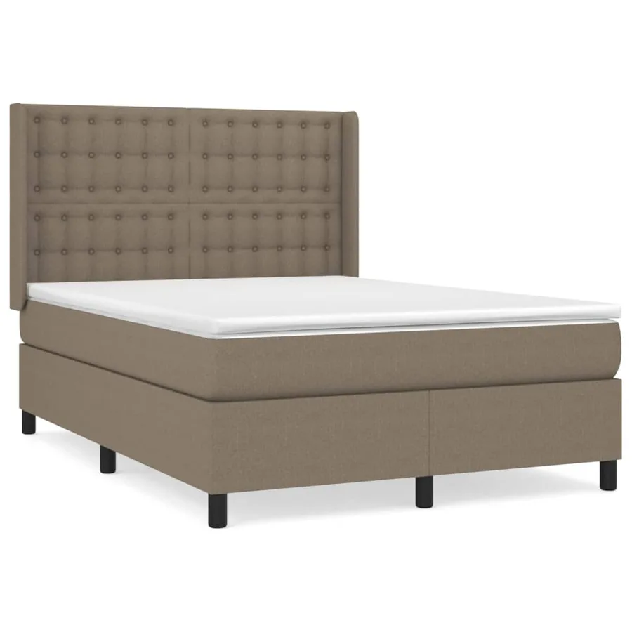 Sommier à lattes de lit avec matelas Taupe 140x200 cm Tissu - 2