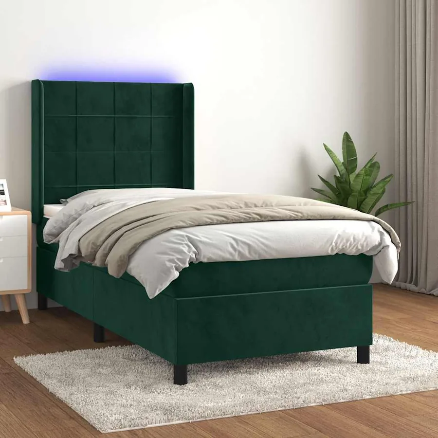 Sommier à lattes de lit matelas LED Vert foncé 80x200cm Velours