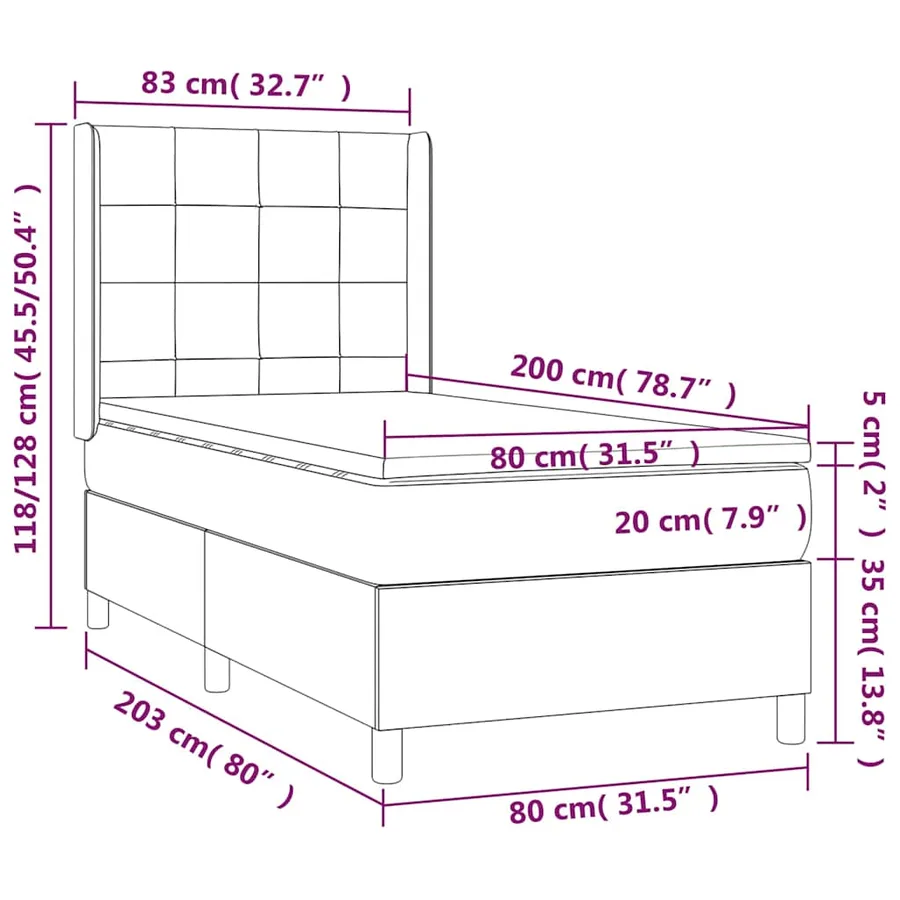 Sommier à lattes de lit matelas LED Vert foncé 80x200cm Velours - 9