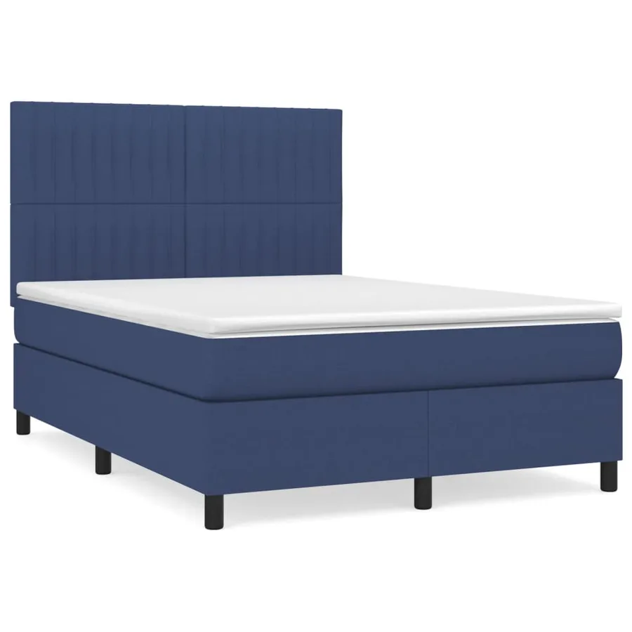 Sommier à lattes de lit avec matelas Bleu 140x190 cm Tissu - 2