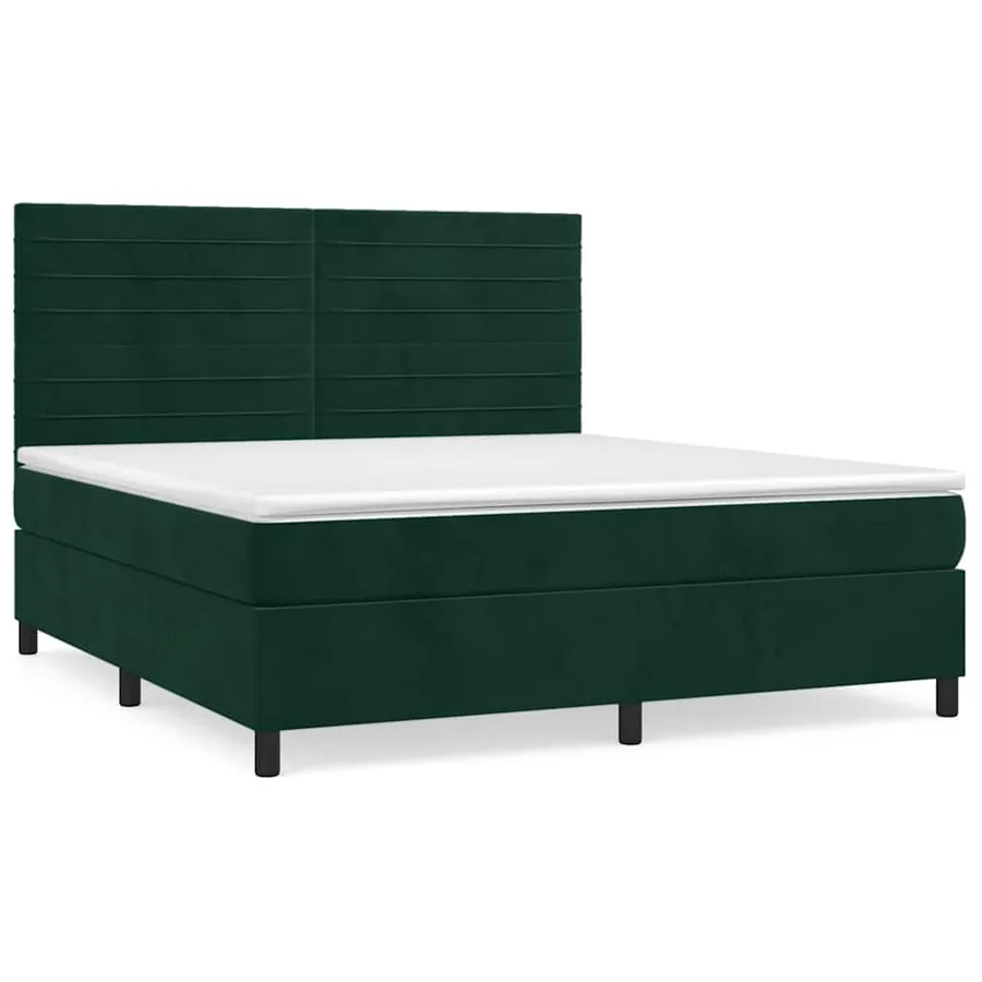 Sommier à lattes de lit et matelas Vert foncé 160x200cm Velours - 2