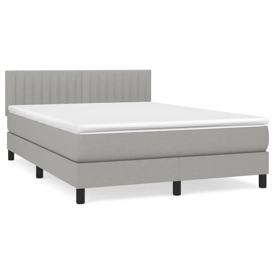 Sommier à lattes de lit avec matelas Gris clair 140x190cm Tissu - 2