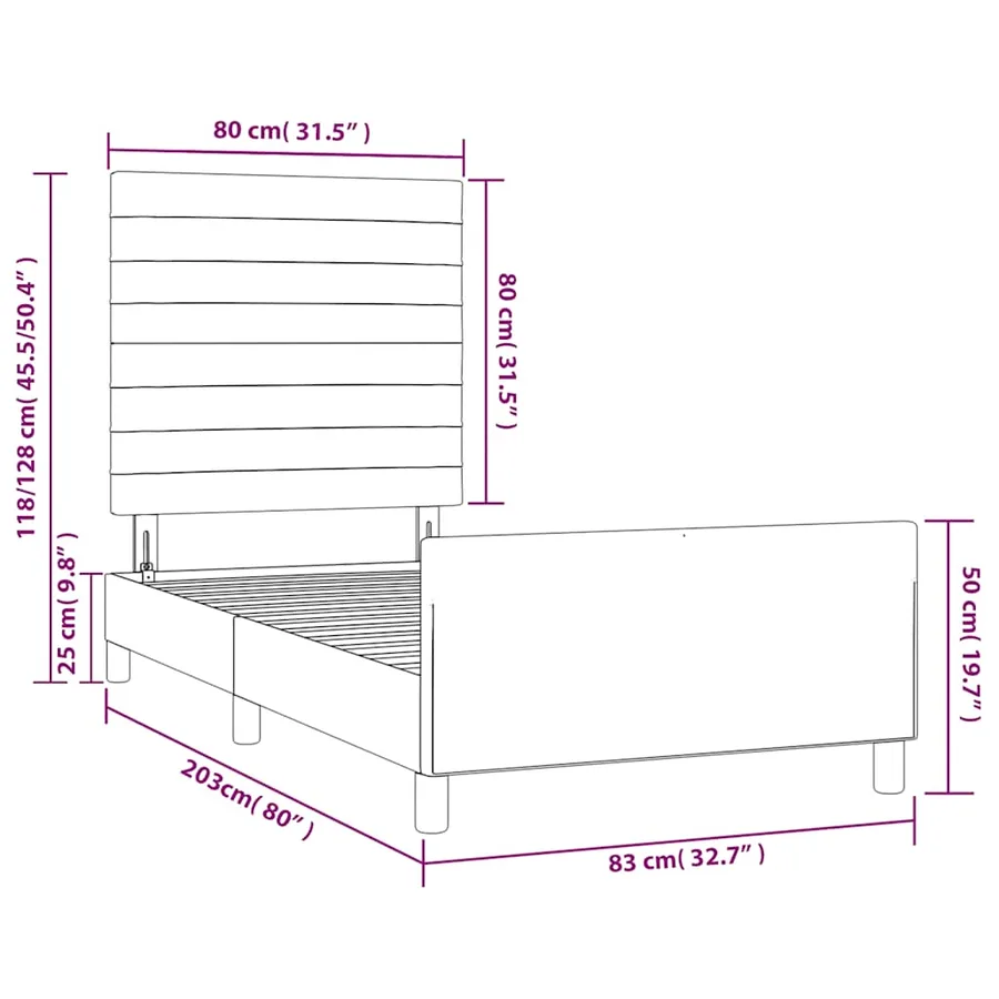 Cadre de lit sans matelas bleu foncé 80x200 cm velours - 14