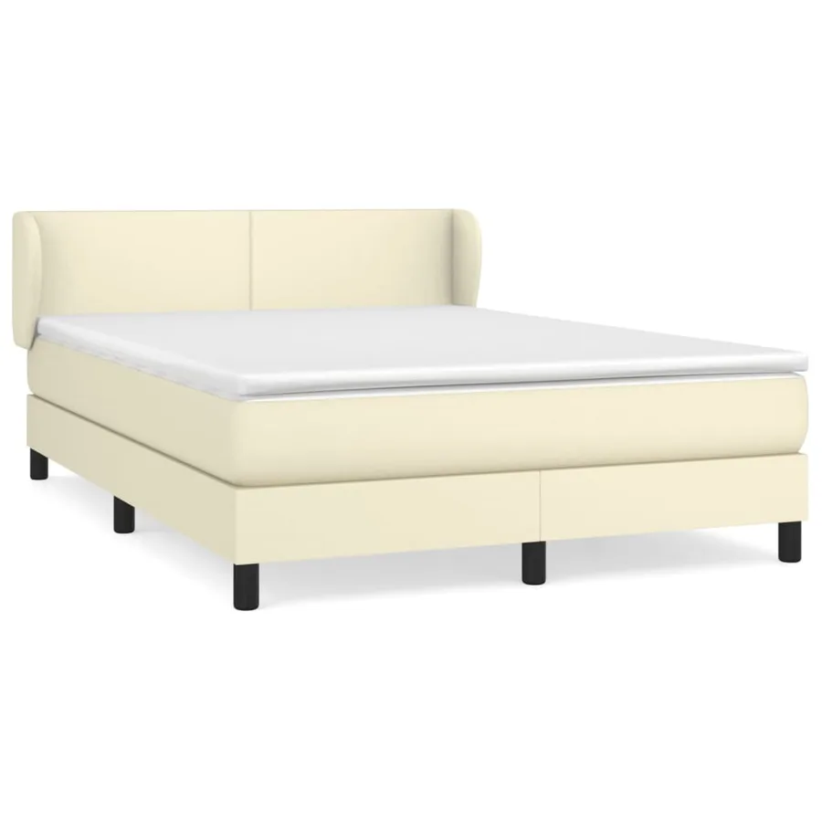 Sommier à lattes de lit avec matelas Crème 140x190cm Similicuir - 2