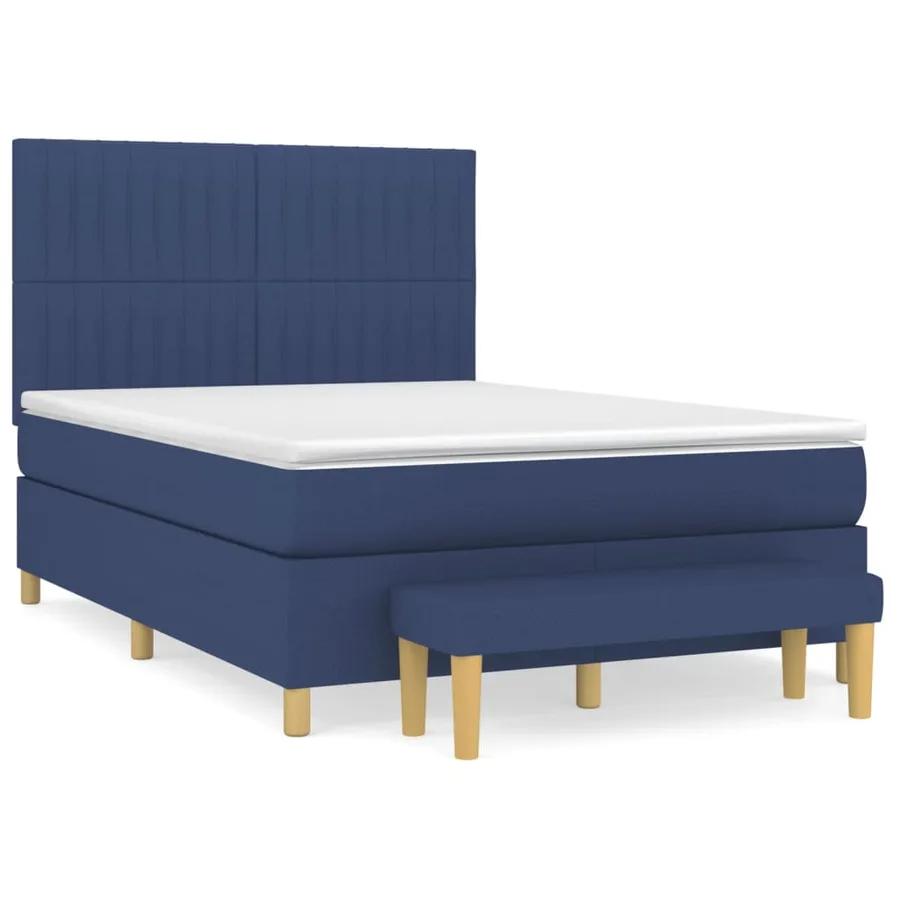 Sommier à lattes de lit avec matelas Bleu 140x190 cm Tissu - 2