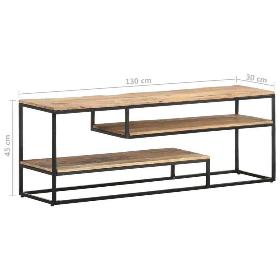 Meuble TV 130x30x45 cm Bois de manguier brut - 8