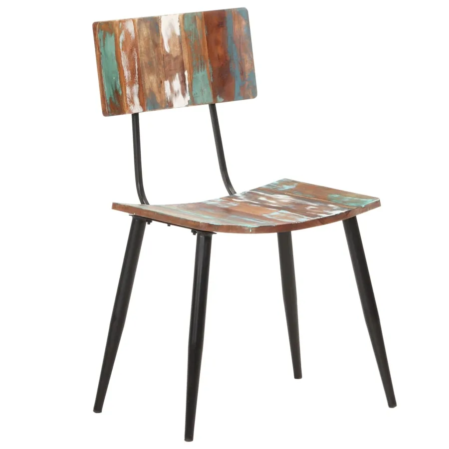 Chaises à manger lot de 6 bois de récupération solide - 9