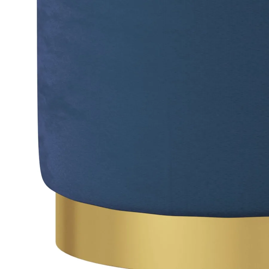 Tabouret de rangement rond Bleu Velours 31 x 37 cm - 4