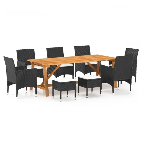 Ensemble à manger de jardin 9 pcs Noir