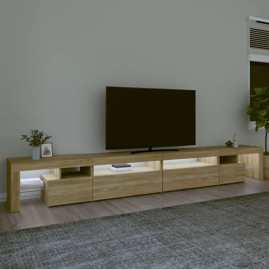 Meuble TV avec lumières LED Chêne sonoma 290x36,5x40 cm - 3