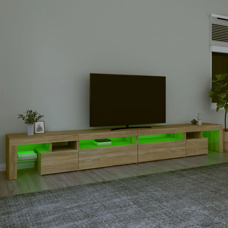 Meuble TV avec lumières LED Chêne sonoma 290x36,5x40 cm - 4