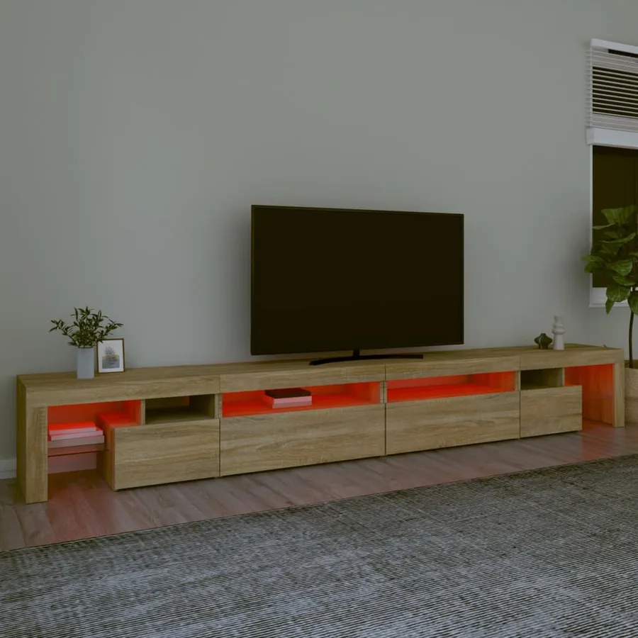 Meuble TV avec lumières LED Chêne sonoma 290x36,5x40 cm - 5