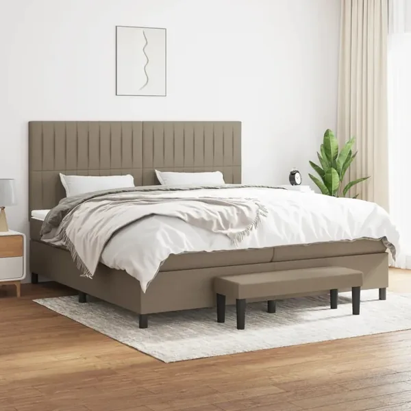 Sommier à lattes de lit avec matelas Taupe 200x200 cm Tissu