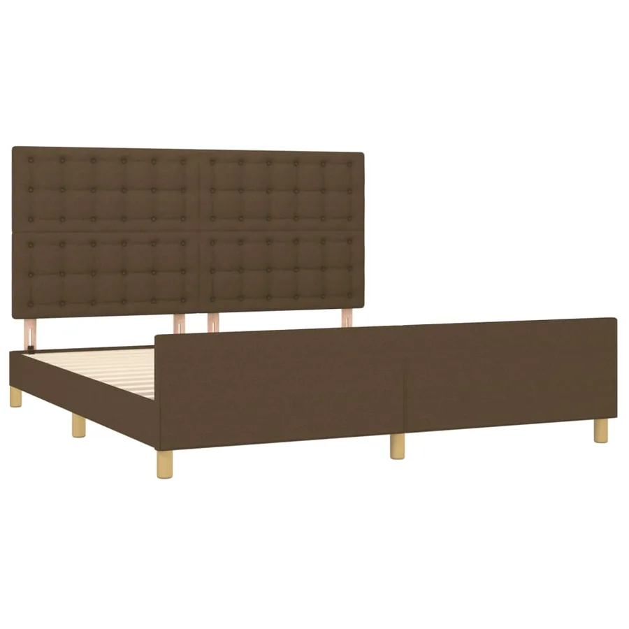 Cadre de lit sans matelas marron foncé 160x200 cm tissu - 4