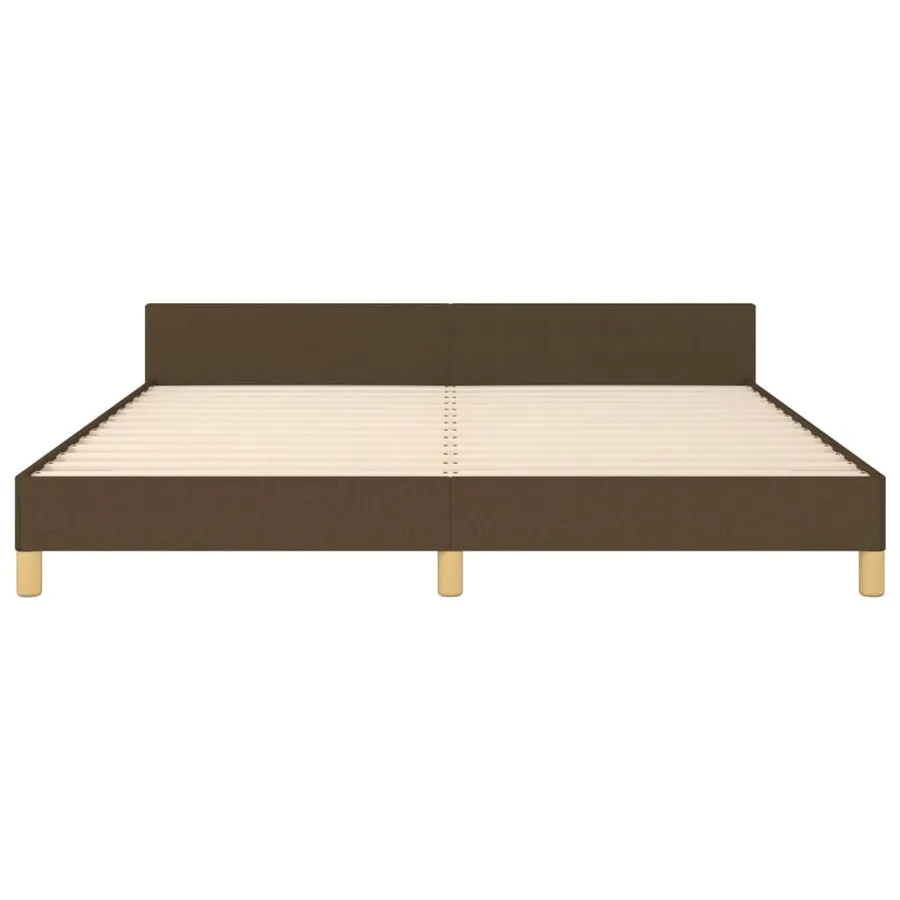 Cadre de lit sans matelas marron foncé 160x200 cm tissu - 6