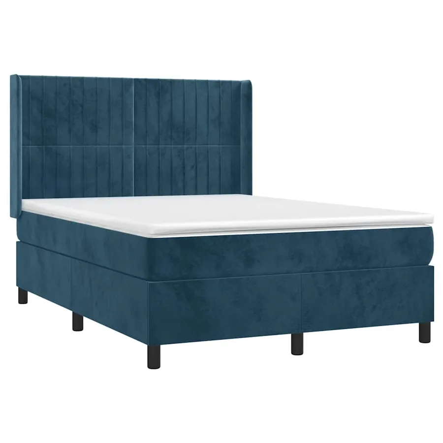 Sommier à lattes de lit matelas et LED Bleu foncé 140x190 cm - 3