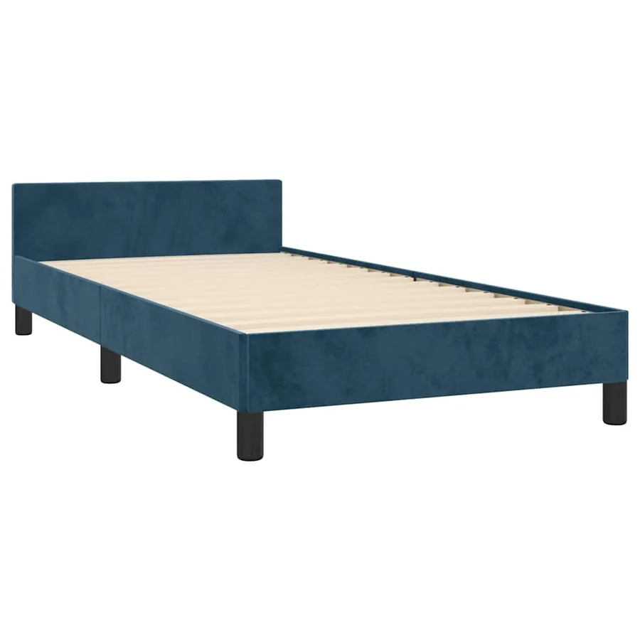 Cadre de lit sans matelas bleu foncé 90x190 cm velours - 5