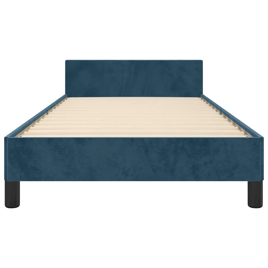 Cadre de lit sans matelas bleu foncé 90x190 cm velours - 6
