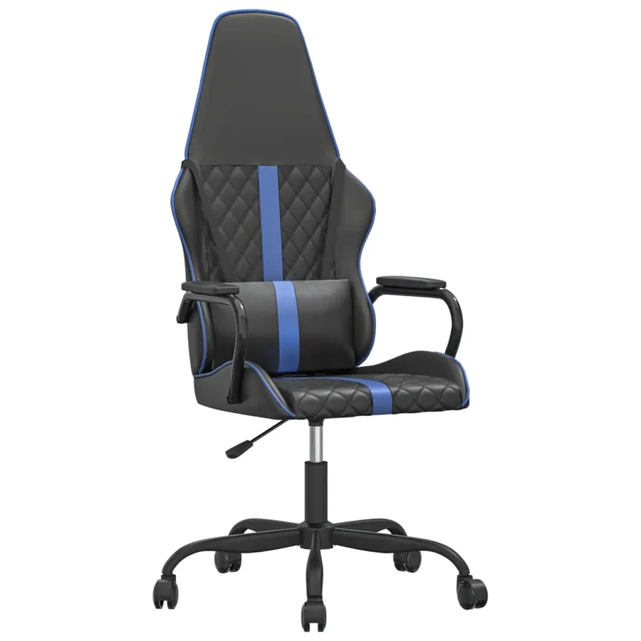 Chaise de jeu de massage bleu et noir similicuir - 2