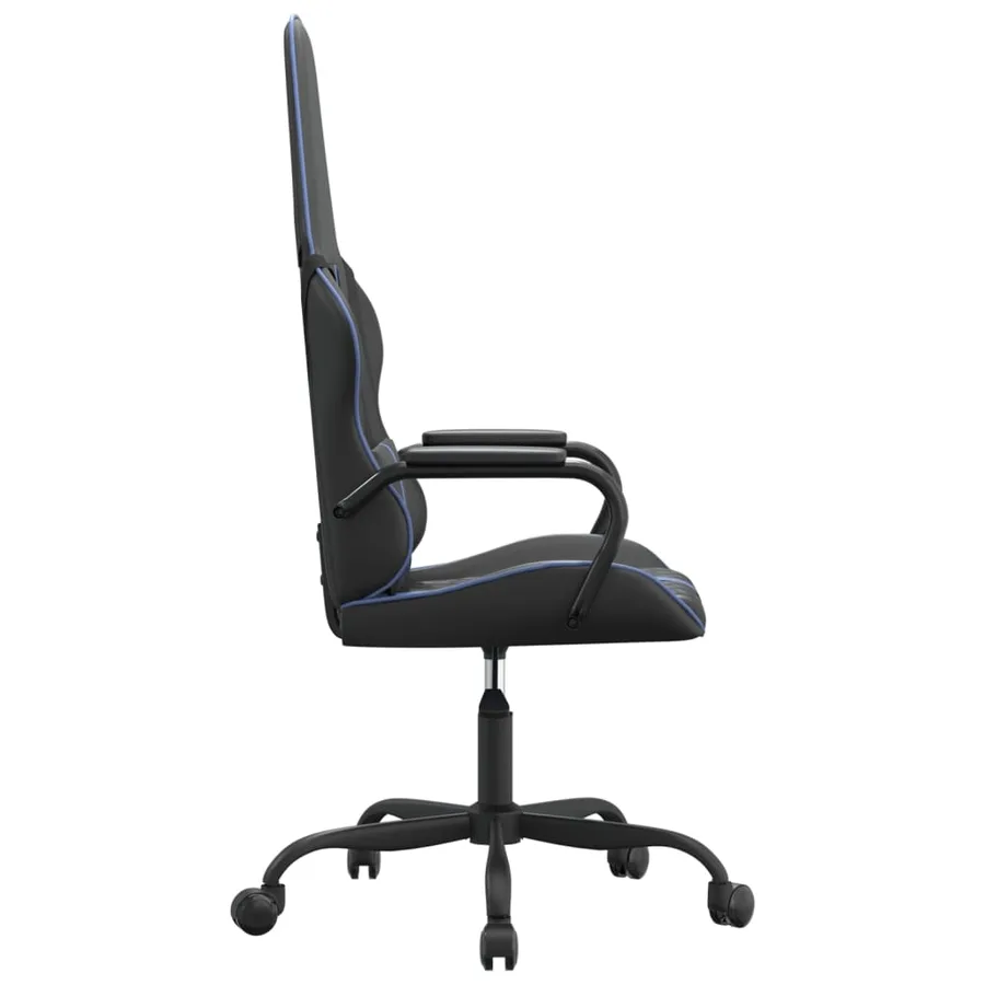 Chaise de jeu de massage bleu et noir similicuir - 4