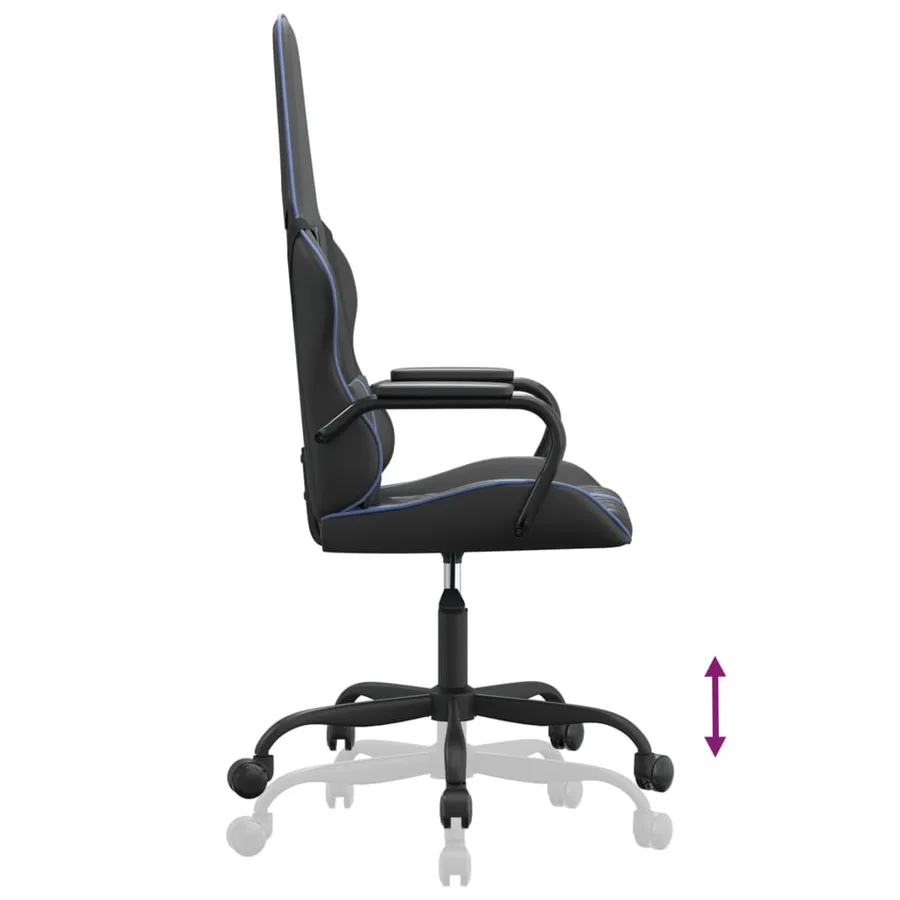 Chaise de jeu de massage bleu et noir similicuir - 6