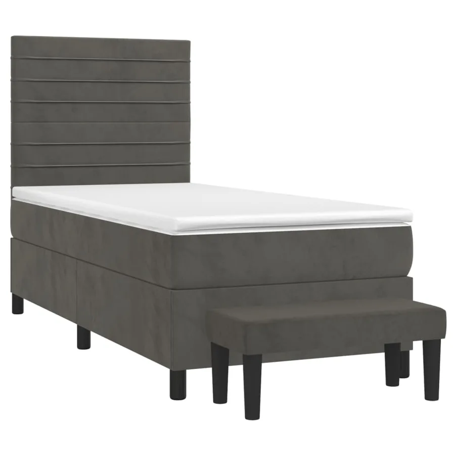 Sommier à lattes de lit et matelas Gris foncé 80x200 cm Velours - 3