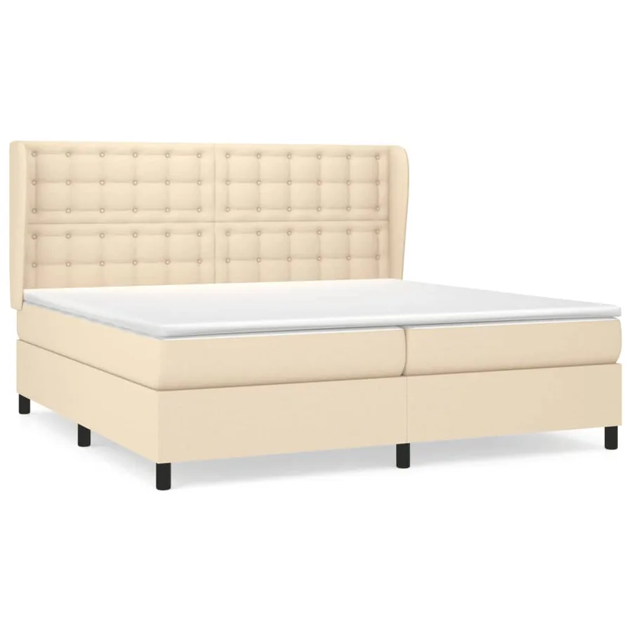 Sommier à lattes de lit avec matelas Crème 200x200 cm Tissu - 2