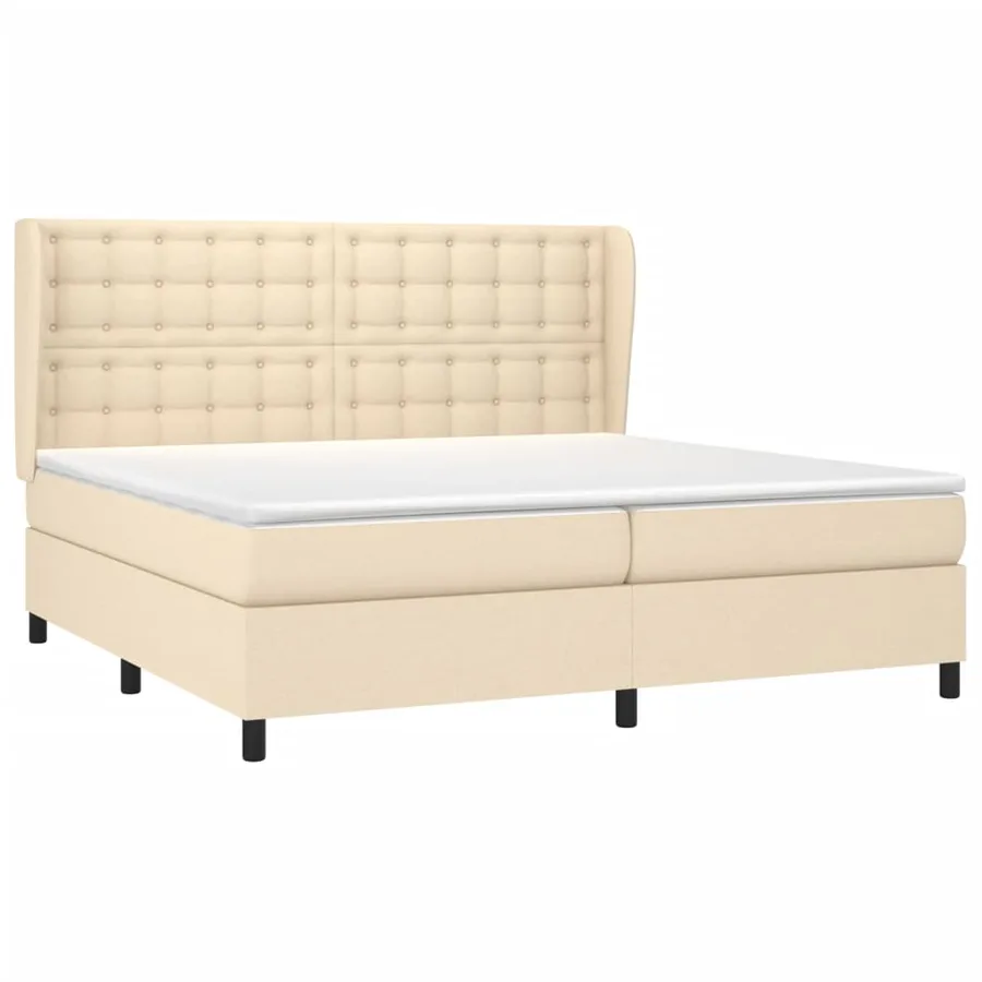 Sommier à lattes de lit avec matelas Crème 200x200 cm Tissu - 3